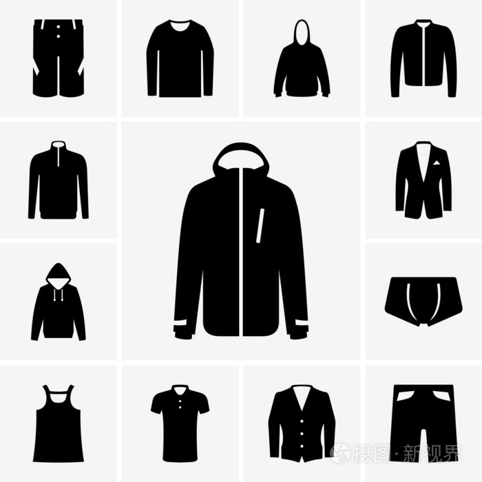 男子服裝圖標(biāo) 視覺(jué)符號(hào)中的時(shí)尚風(fēng)度